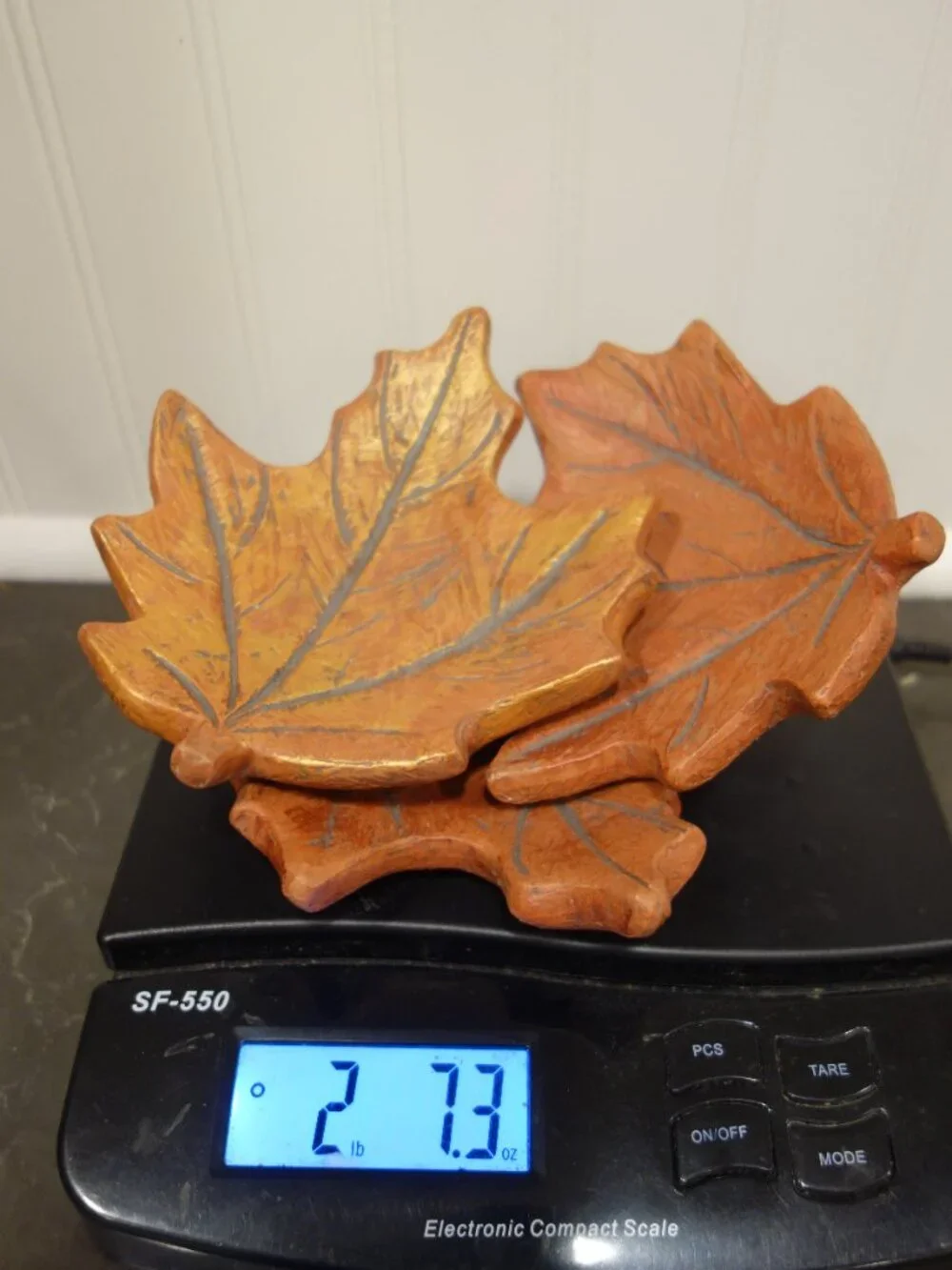 Lot of 3 ISABEL BLOOM Concrete Art Leaves – Fall Autumn